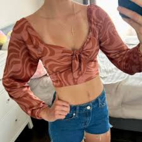 Altar'd State Tops - Altar'd State Rust Swirl Crop Top